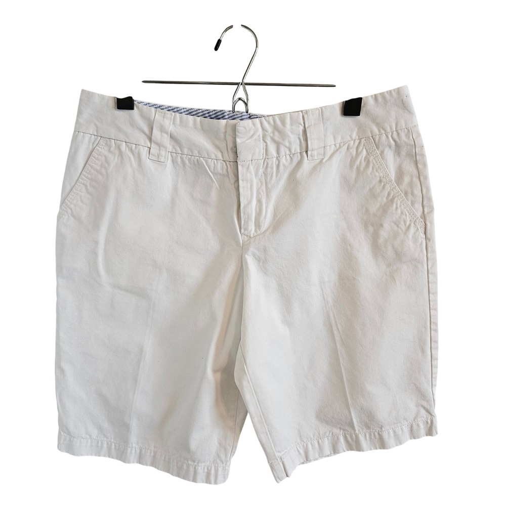 Tommy Hilfiger Womens White Chino Bermuda Shorts Size 10 Cotton Twill Preppy